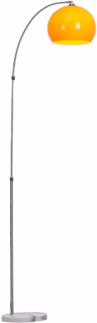 Living Star Modern Orange Arc Floor Lamp with Chrome and Marble Base, Height: 180 cm