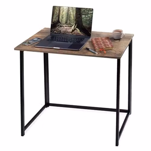 House of Home Industrial Style Folding Computer Desk in Black and Brown, W/D/H: 80 x 45 x 74 cm – 1