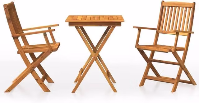 Berkfield Home 3 Piece Folding Garden Dining Set in Brown Solid Oiled Acacia Wood
