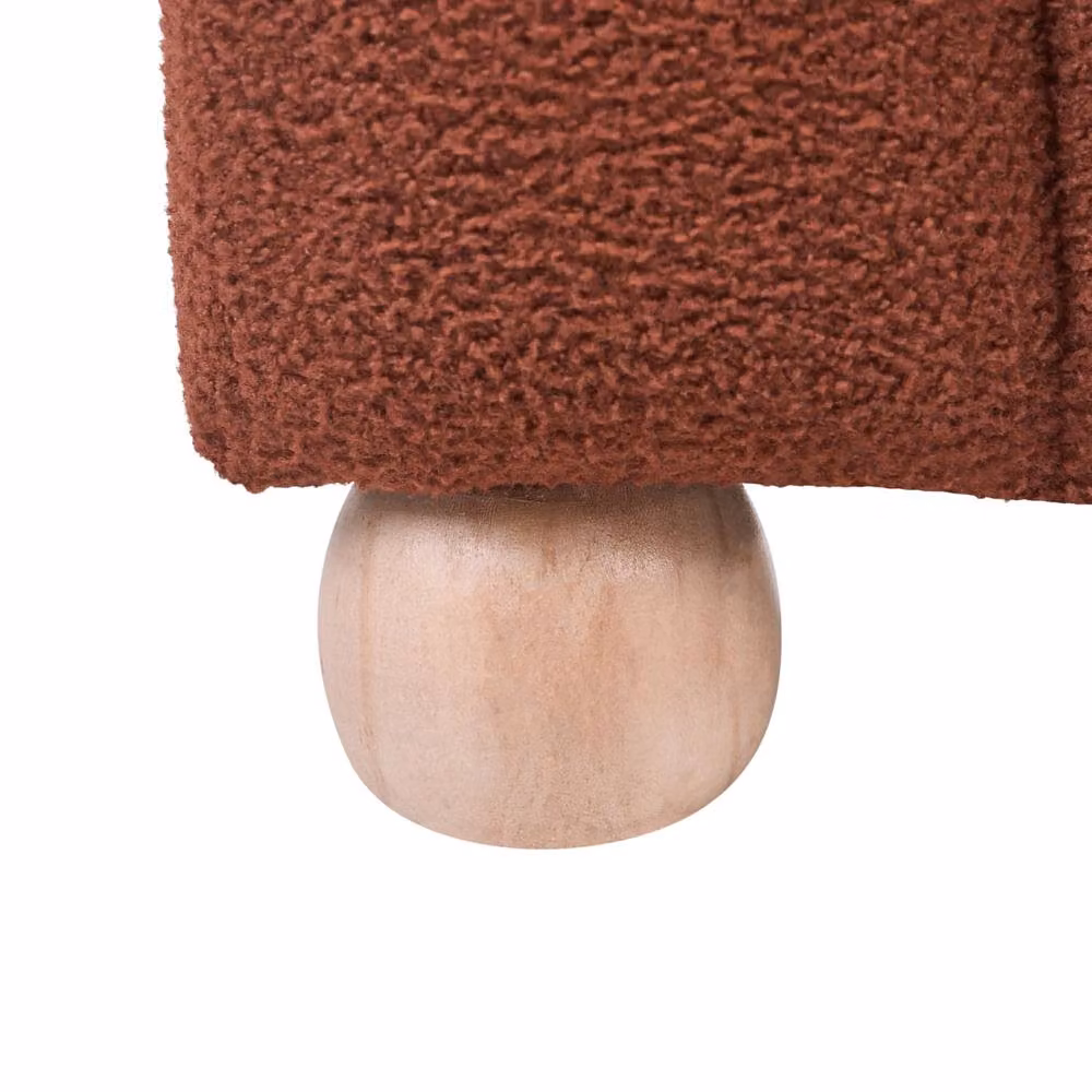 Wyld and Coco Bouclé Bed Bench in Brown with Wooden Legs – 6