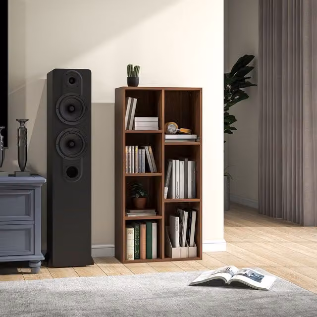 HOMCOM Modern Cube Bookshelf Display in Walnut