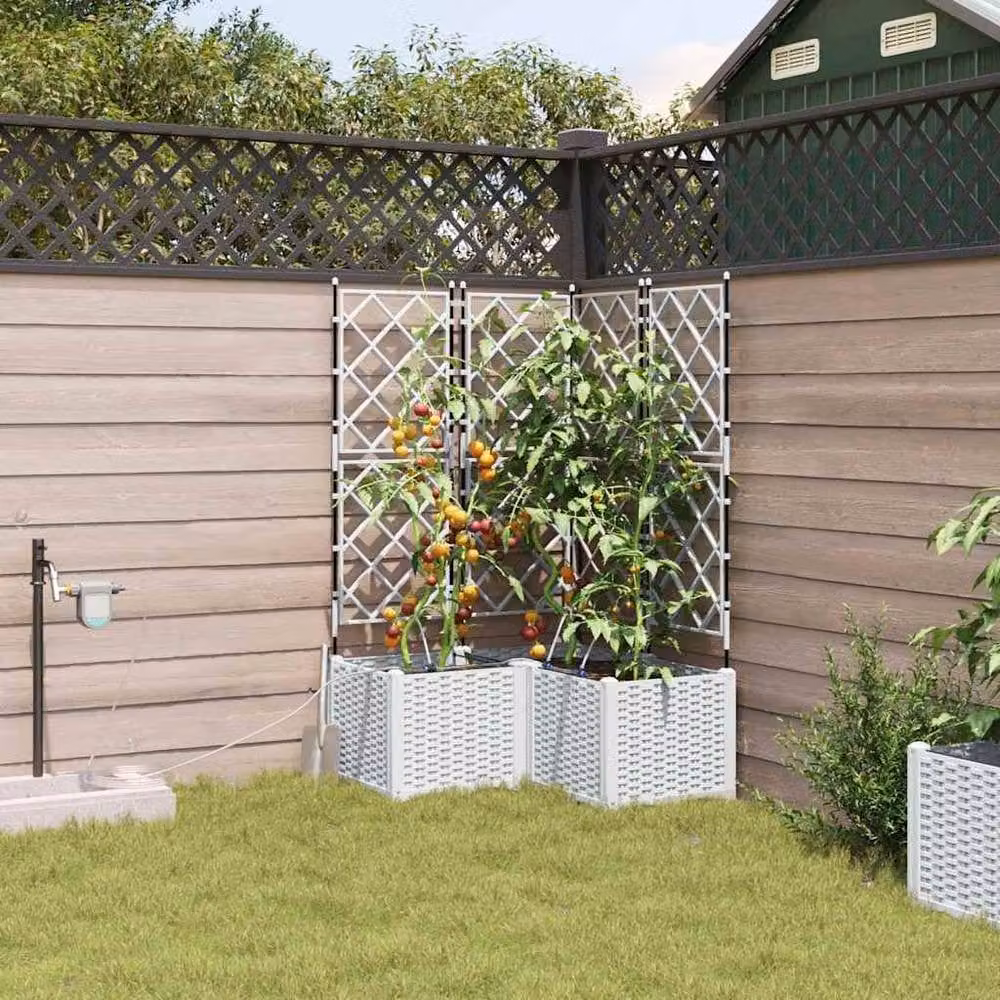 Berkfield Home Set of 3 White Plastic Garden Planter Tubs with Water Irrigation System – 2