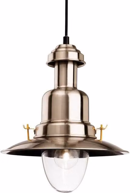 Netlighting Classic Dome Ceiling Pendant Light in Brushed Silver with Transparent Glass and E27 Socket