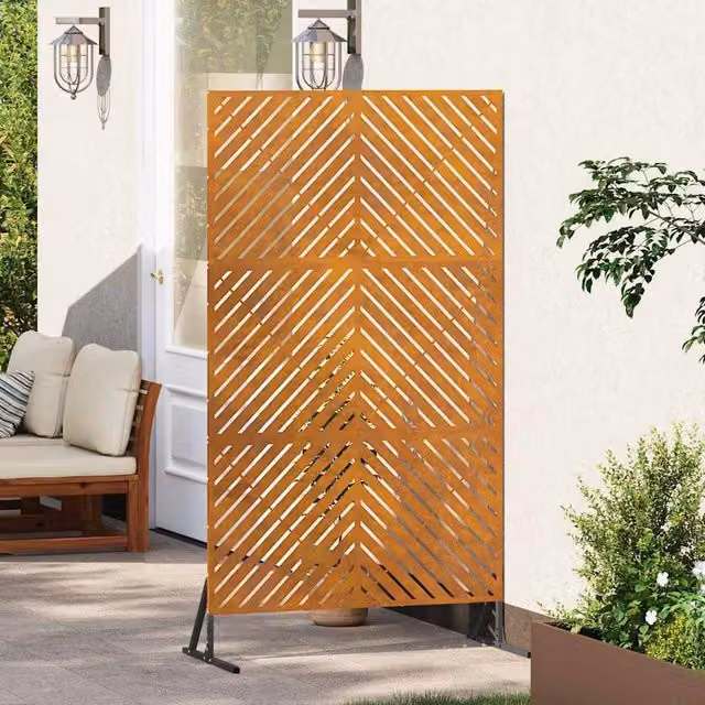 Berkfield Home Modern Rectangular Stainless Steel Fence Panels in Brown, W/D/H: 100 x 50 x 180 cm