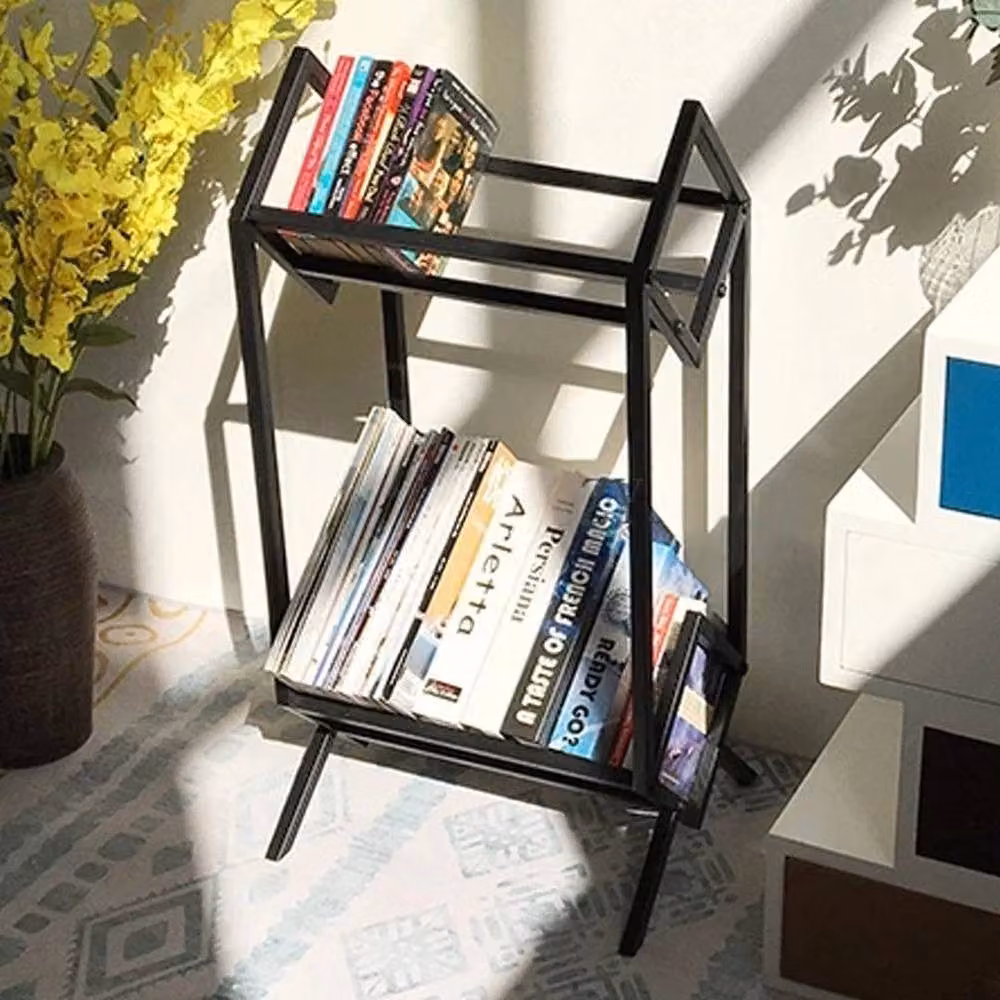EONLION Metal Vinyl Record Storage Holder in Black, W: 50 cm – 3