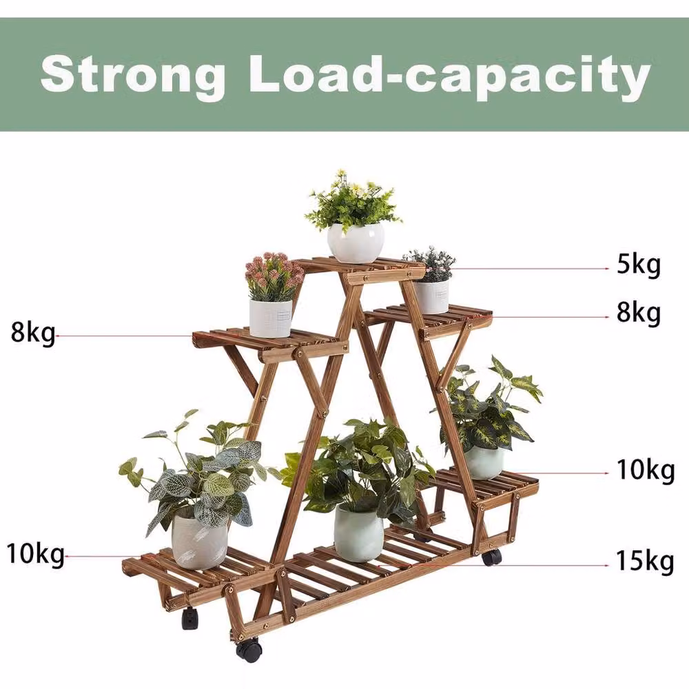SPETLEK Multi Tier Wooden Plant Stand in Brown – 3