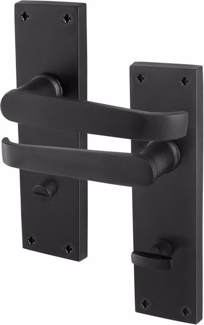 AFIT Matt Black Bathroom Door Handles with Backplate, 1 Pair, W/H: 15.0 x 15.0 cm – 1