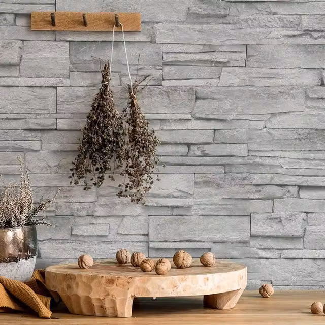 Erismann Grey Realistic Stones Nature Pattern Washable Vinyl Wallpaper