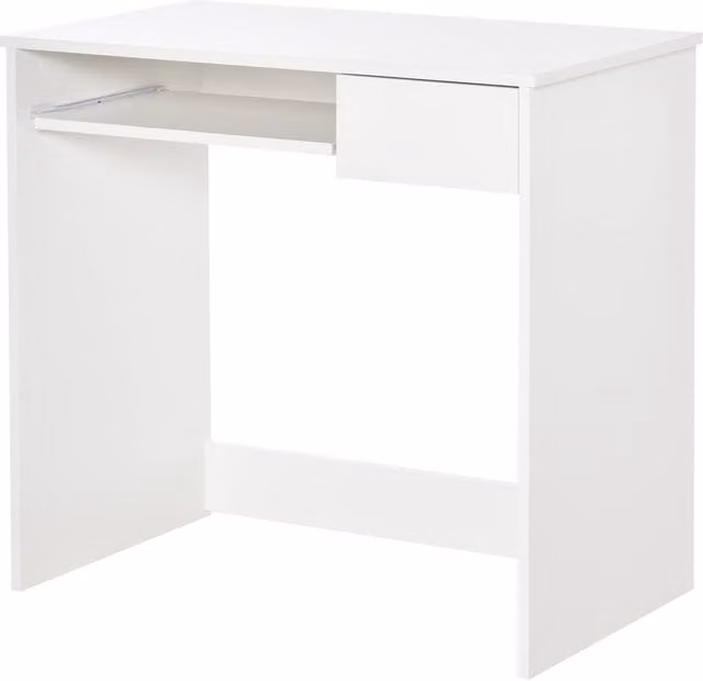 ERGOVEXA Compact Computer Desk with Keyboard Tray, White – 1