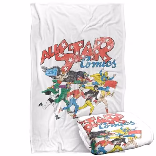LOGOVISION Justice League All Star Comics Super Soft Fleece Throw Blanket, Multicolour, W: 91 cm, D: 147 cm
