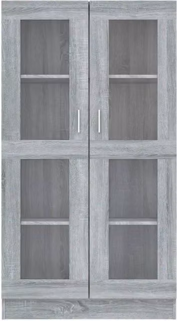 Berkfield Home Grey Sonoma Vitrine Cabinet with Glass Doors, W: 82.5 cm, D: 30.5 cm, H: 150 cm – 1
