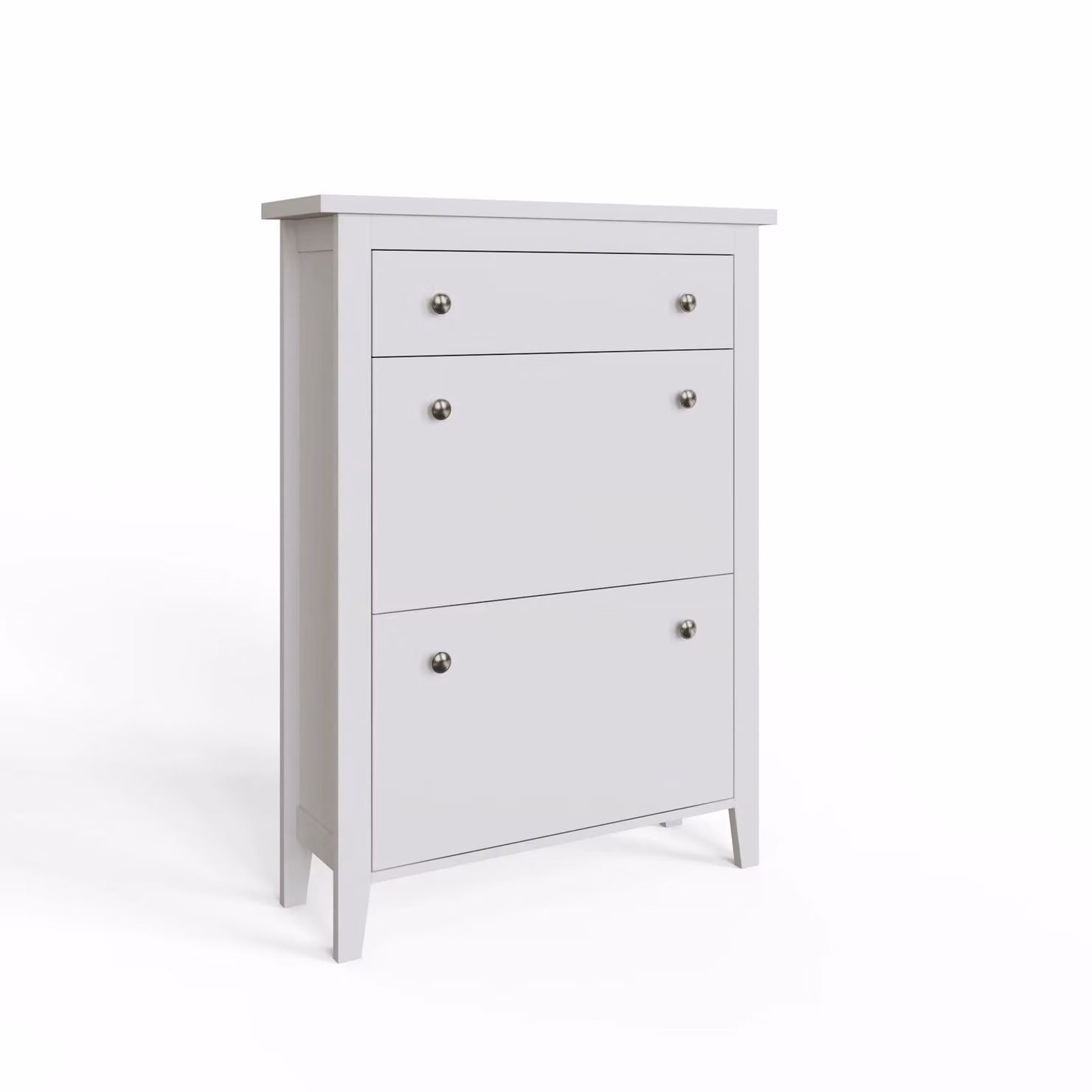 GFW Deluxe Two Tier White Shoe Cabinet with Tilting Compartments – 4
