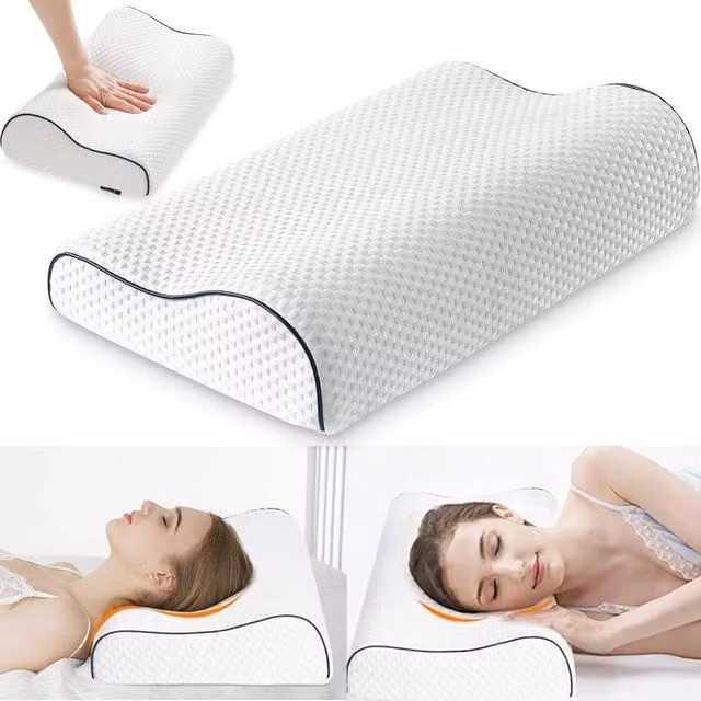 NESTLUNE White Breathable Memory Foam Wedge Pillow for Neck Support