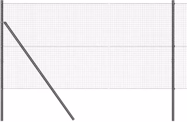 Berkfield Home Grey Steel Welded Wire Fence with 13 Round Posts, 1.4 x 25 m