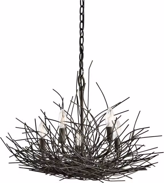 Loops 5 Bulb Chandelier Hanging Pendant Light in Olde Bronze with E14 60W LED Compatible Bulbs – 1