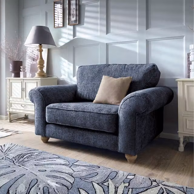 Abakus Direct Ingrid Collection Cuddle Chair in Dark Blue Fabric