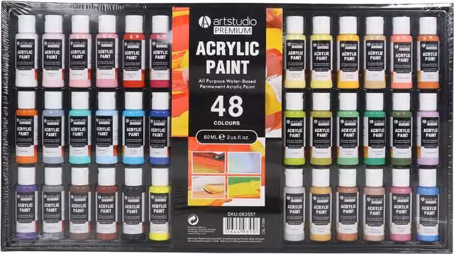 Art Studio Premium 48 Piece Multicolour Acrylic Paint Set for Professionals