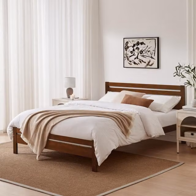 FurnitureboxUK Declan Solid Pine King Size Bed Frame in Walnut Brown, W/D/H: 180 x 200 cm – 1