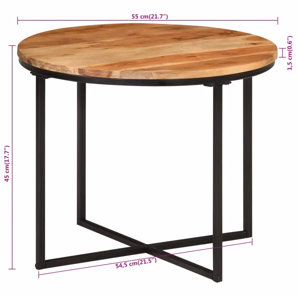 Berkfield Home Brown Acacia Wood and Iron Industrial Coffee Table W/D/H: 55 x 55 x 45 cm – 5