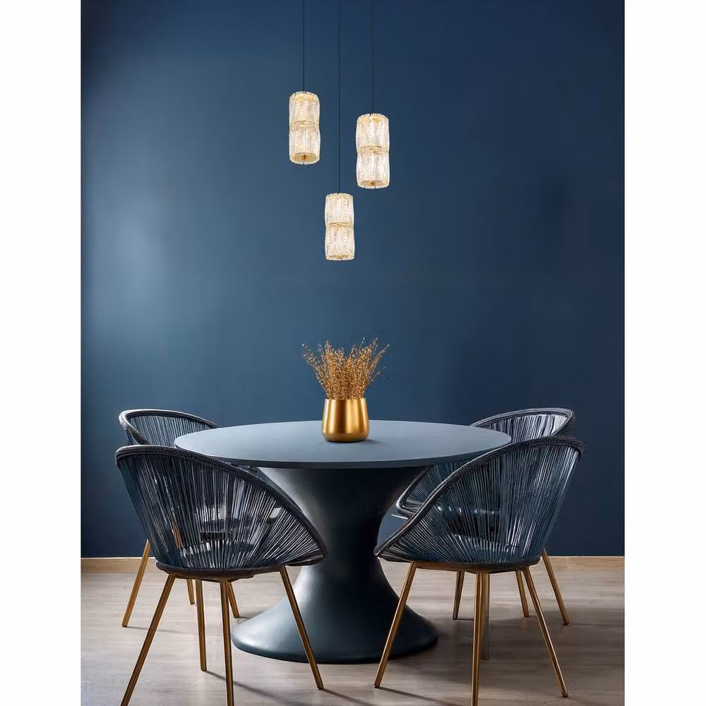 Netlighting Stefanie Cluster Pendant Ceiling Light in Gold/Brass with Transparent Glass and LED Warm White 3000K – 2