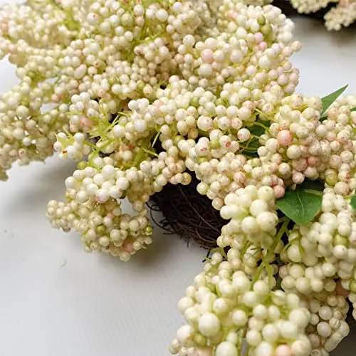 Leaf Hanging White Floral Berry Wreath, Diameter: 55 cm – 5
