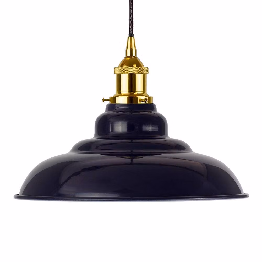 SE Home St Edmund's Round Suspended Pendant Light in Navy Blue, Gold and Black