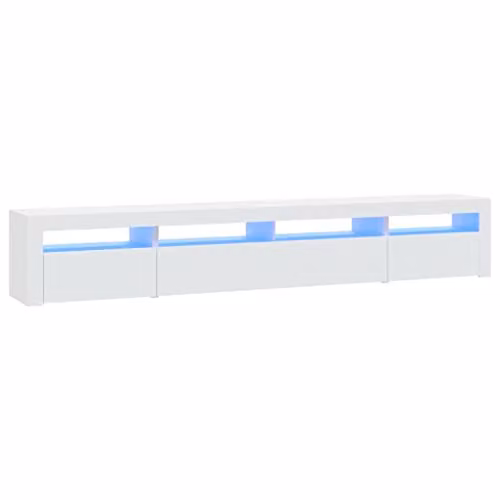 vidaXL Modern White Glossy TV Cabinet with Integrated LED Lighting W: 240 cm, D: 35 cm, H: 40 cm