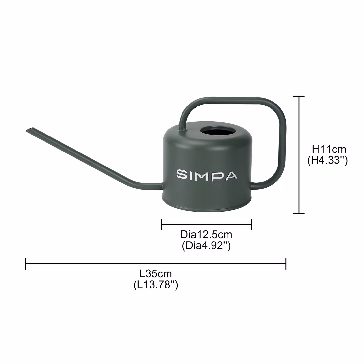 Simpa Metal Watering Can with Long Spout, 1.1 l, Green – 3