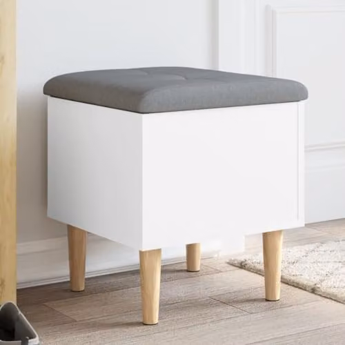 vidaXL Modern White Storage Bench in Engineered Wood W/D/H: 42 x 42 x 46 cm – 2