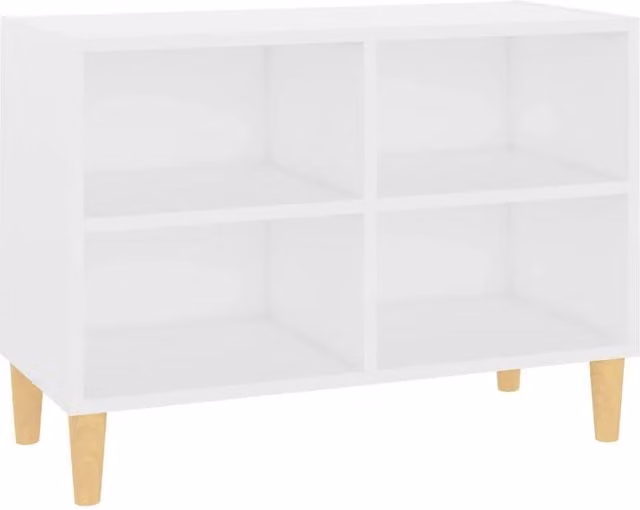Berkfield Home Scandinavian White TV Cabinet with Solid Wood Legs W: 69.5 cm, D: 30 cm, H: 50 cm – 1