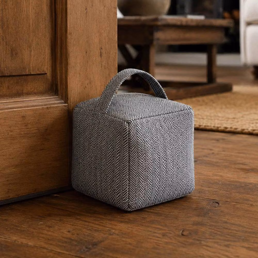 FLAVORA Grey Weighted Fabric Cube Door Stop – 2