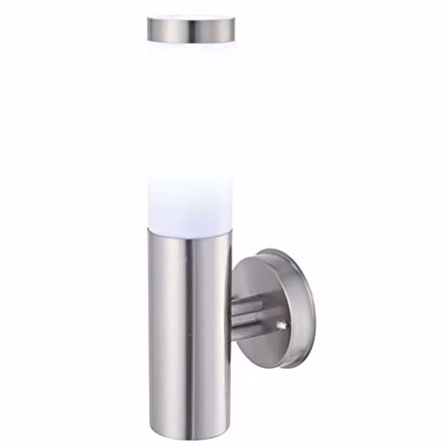 Luxform Atlanta Silver Stainless Steel Modern Outdoor Wall Light with E27 Bulb Holder