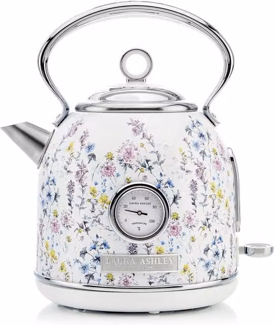 Laura Ashley Wild Meadow Ceramic Dome Kettle, White, 1.7 l