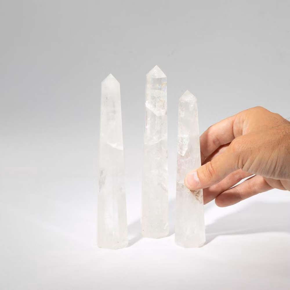 Serenityy Rock Crystal Six-Face Obelisk Point, Transparent, Height: 17 cm – 2