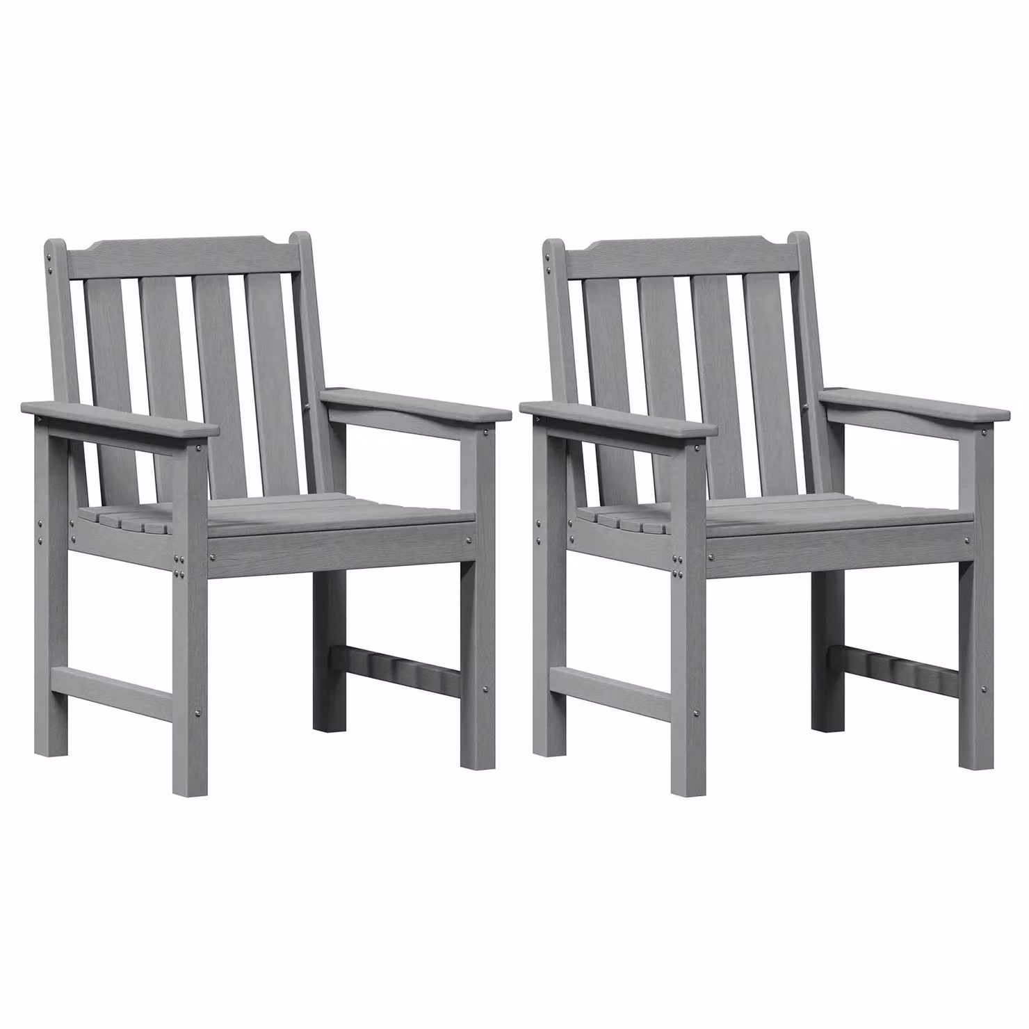 Berkfield Home Garden Dining Chairs, Set of 2, Light Grey HDPE and Acacia Wood – 2
