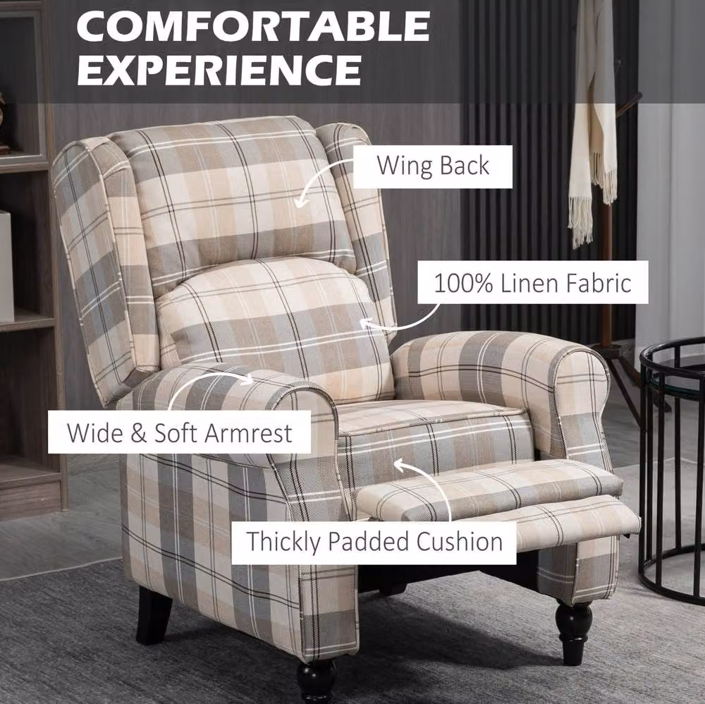 STILVORA Recliner Armchair with Integrated Ottoman and Armrests in Beige Fabric – 5
