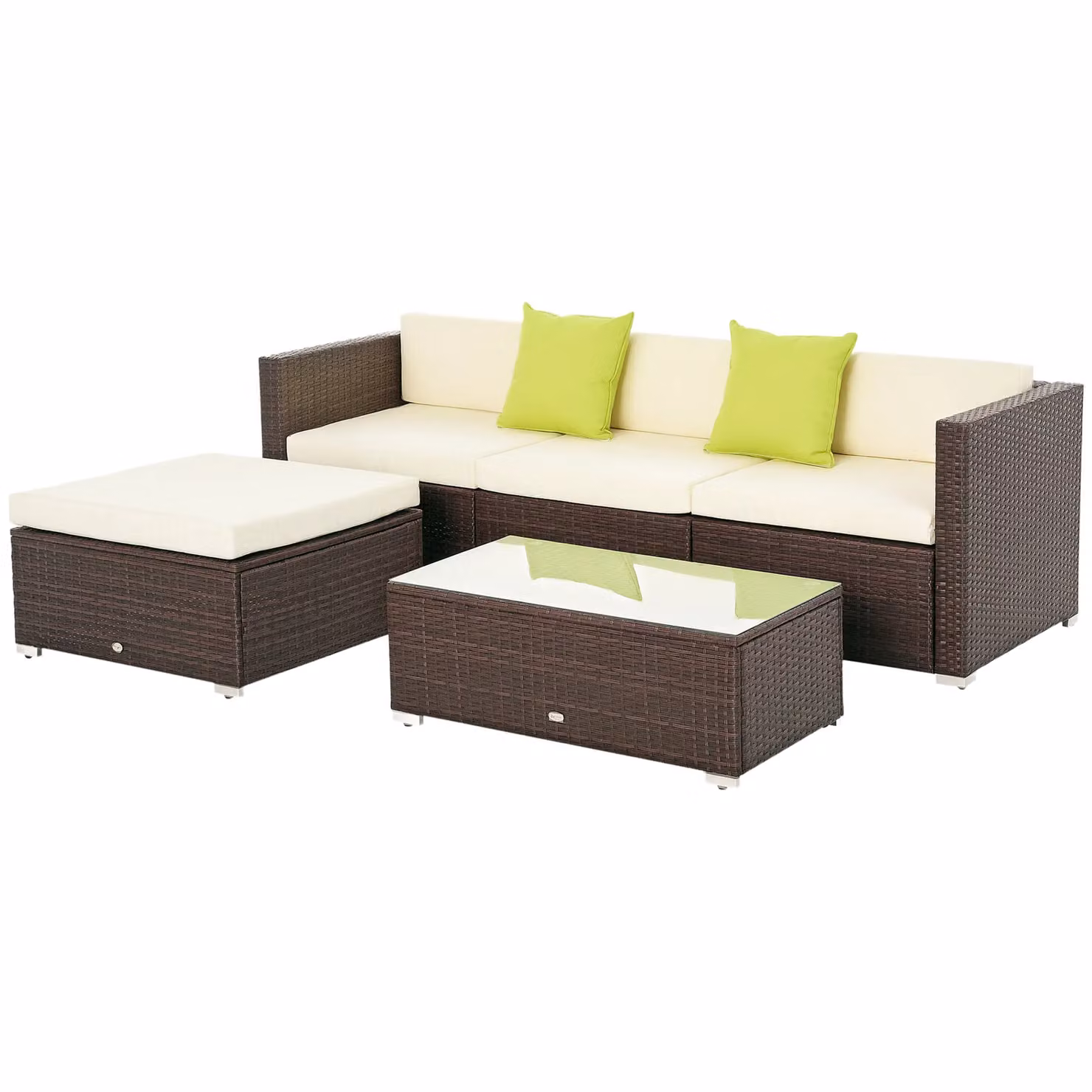 OUTSUNNY 5 Piece Brown Rattan Wicker Sectional Sofa Set with Cushions – 2