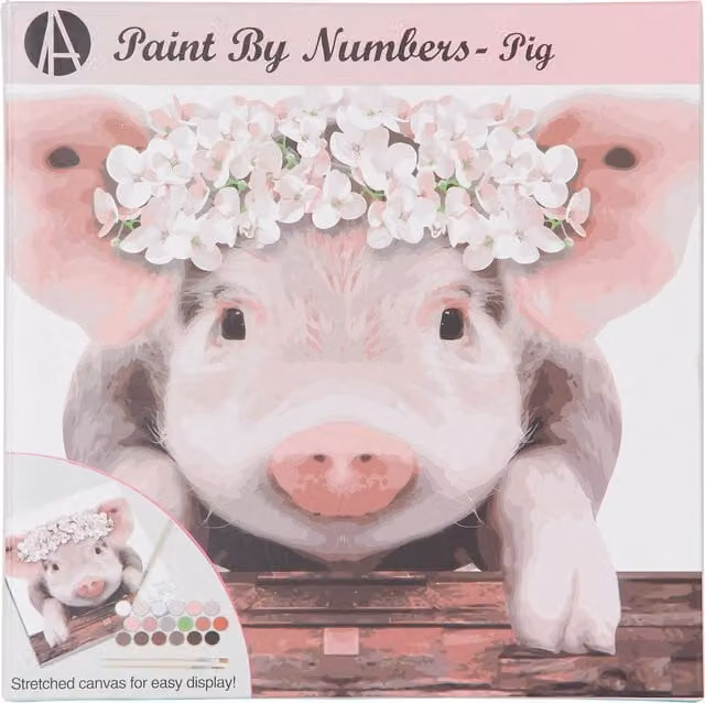 Art Studio Pig Paint by Numbers Kit for Adults, Multicolour