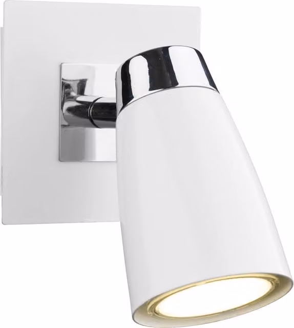 Dar LOF072 White and Chrome Industrial LED Wall Light with Dimmable GU10 Bulb