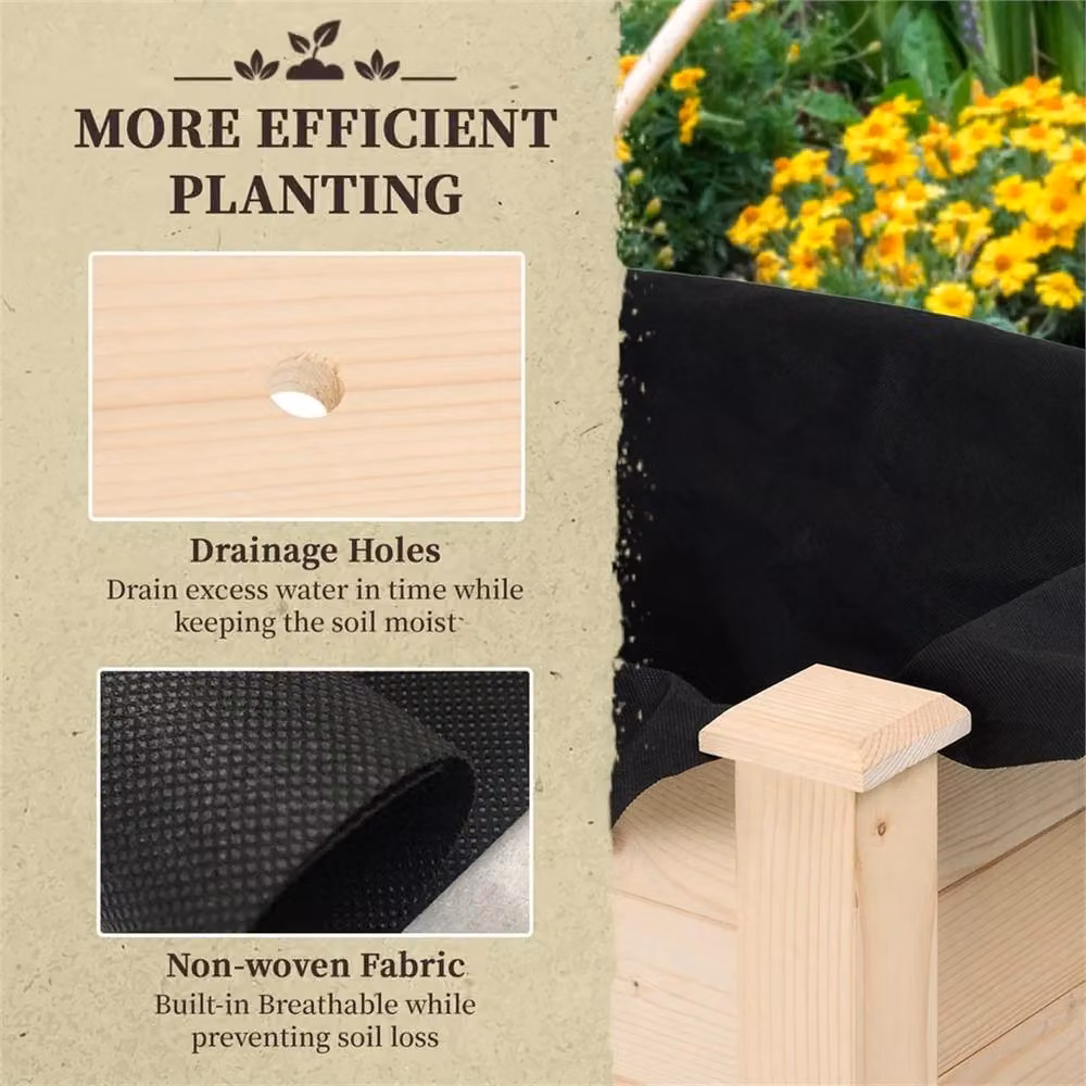 SPETLEK Wooden Raised Planter Bed in Beige for Herb and Flower Gardens, W/D/H: 86 x 76 x 46 cm – 3