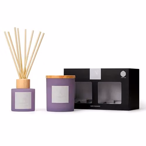 Aroma Naturals Frosted Decadence Candle and Reed Diffuser Gift Set in Lemon and Lavender, Purple – 1