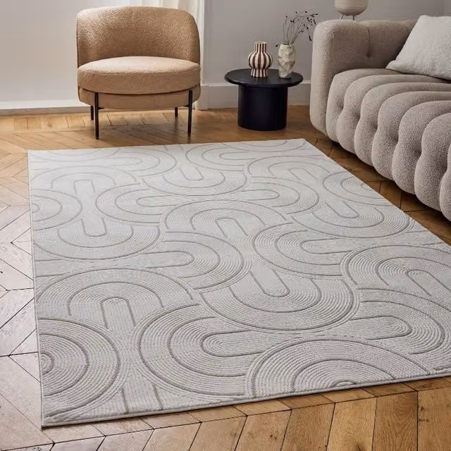 THE RUGS Carmel Modern Arch Design Soft Pile Area Rug, Beige, W: 200 cm, L: 290 cm – 1