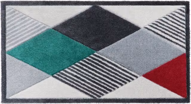JVL SOLEMATE Hand Carved Gem Doormat, Grey and Multicolour, W: 57 cm, D: 100 cm, H: 1 cm – 1