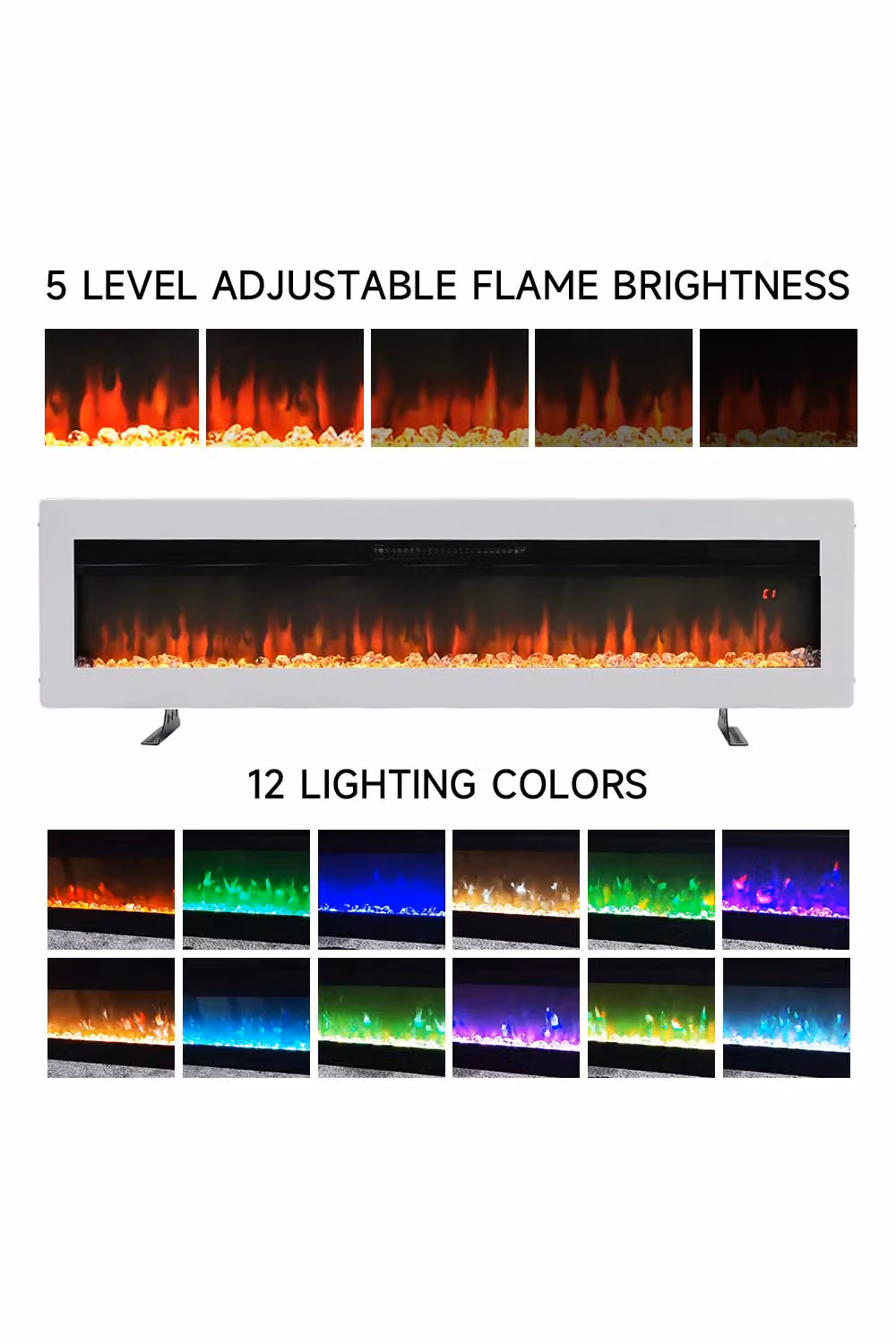 Living and Home 50 Inch White Electric Fireplace with Remote Control – 2