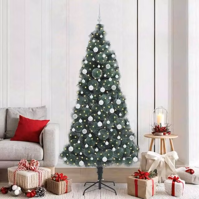 Berkfield Home Pre-lit Artificial Christmas Tree with Ball Set, Green, Height: 210 cm