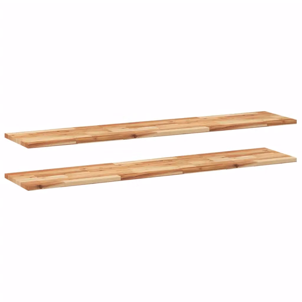 Berkfield Home Set of 2 Floating Acacia Wood Shelves, Brown Oil Finish, W: 140 cm, D: 30 cm, H: 2 cm