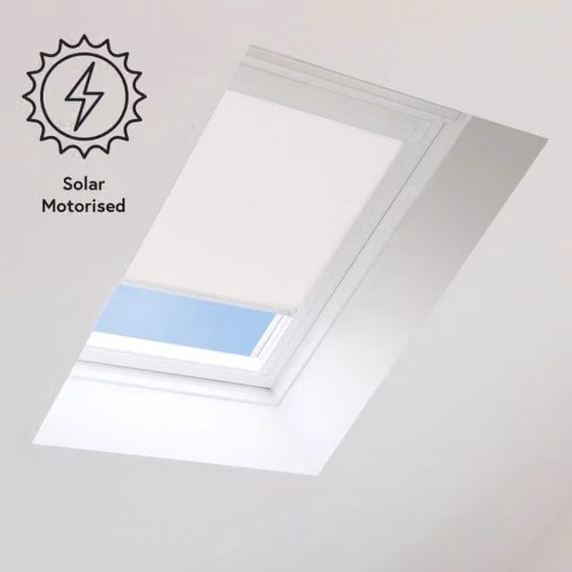Bloc Blinds Solar Powered White Thermal Insulating Blackout Blind for Velux Roof Windows