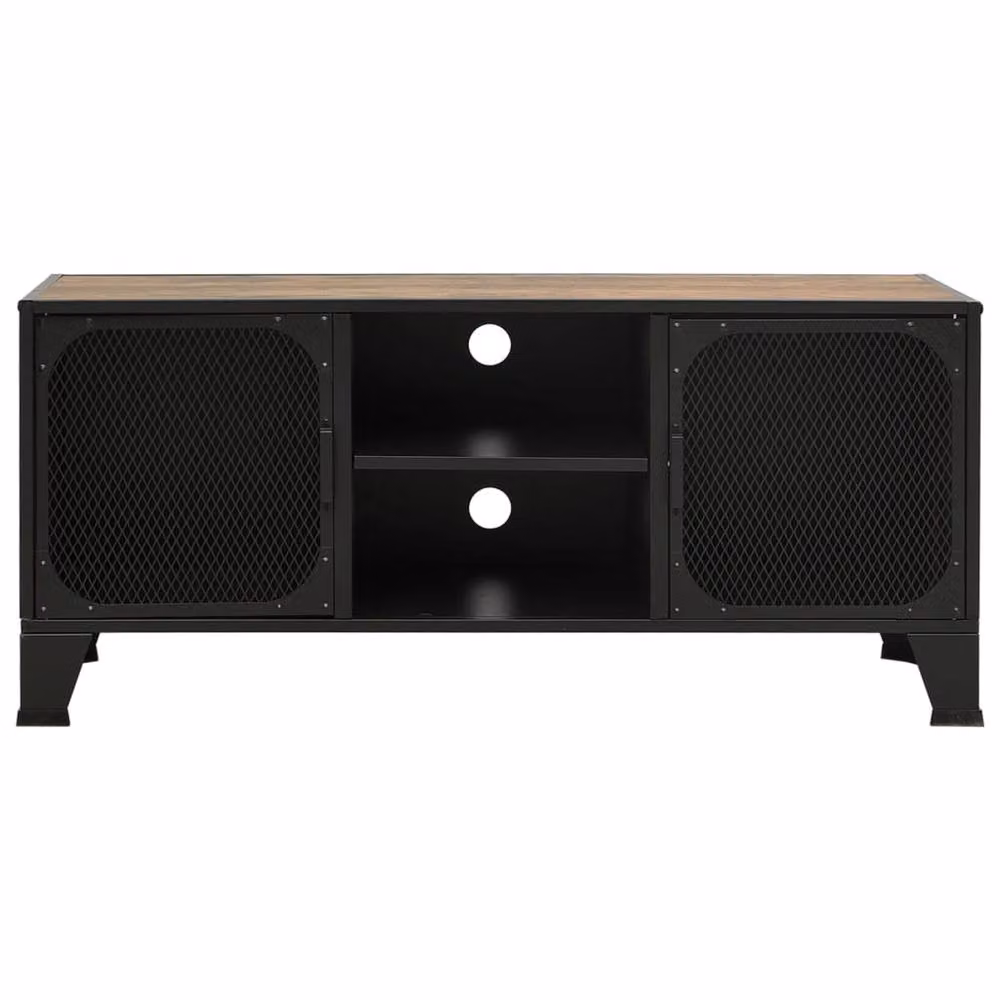 Berkfield Home Industrial TV Cabinet in Rustic Brown, Metal and MDF, W/D/H: 105 x 36 x 47 cm – 3