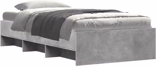 Berkfield Home Durable Engineered Wood Bed Frame in Concrete Grey, W/D/H: 90 x 190 x 35 cm