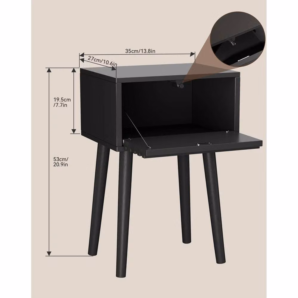 FORGEVIO Set of 2 Fluted Black Wood Nightstands – 2